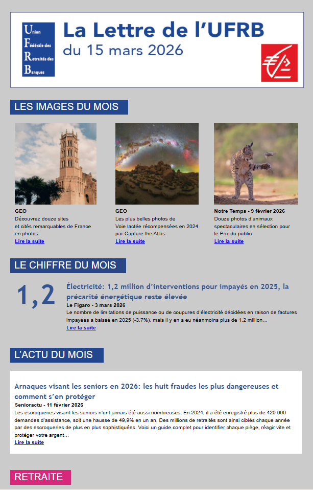 LETTRE UFRB – L’Actu du mois