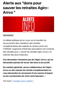 CFR – ALERTE TENTATIVE DE FRAUDE